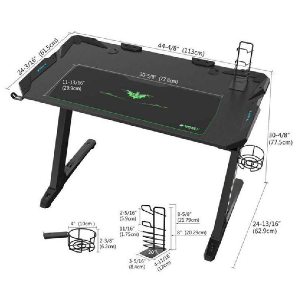 Buy Online Eureka Ergonomic Z1S Gaming Desk Black in Qatar